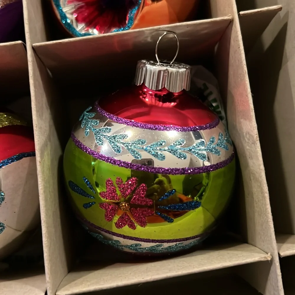 Christopher Radko Shiny Brite indent & ball large glass Christmas ornaments